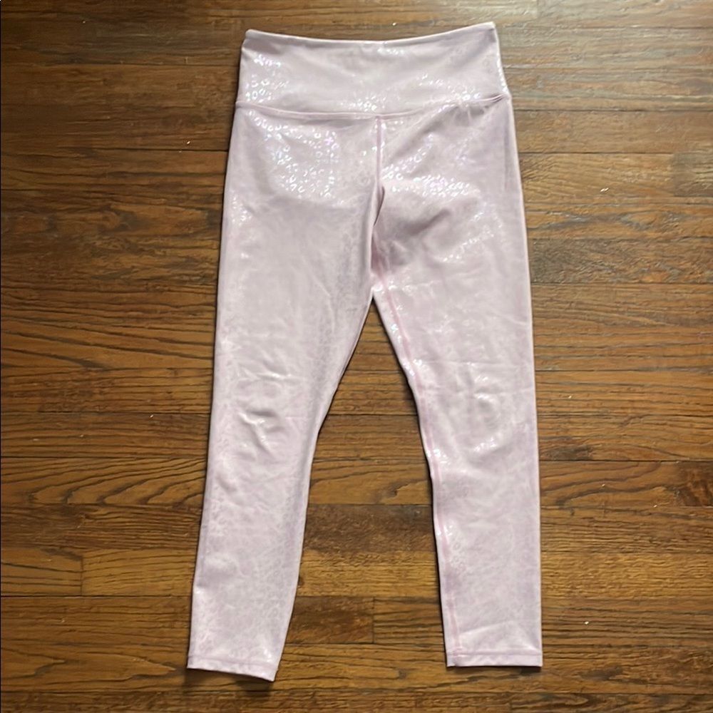 Zyia Active Pale Pink Iridescent Cheetah Leggings